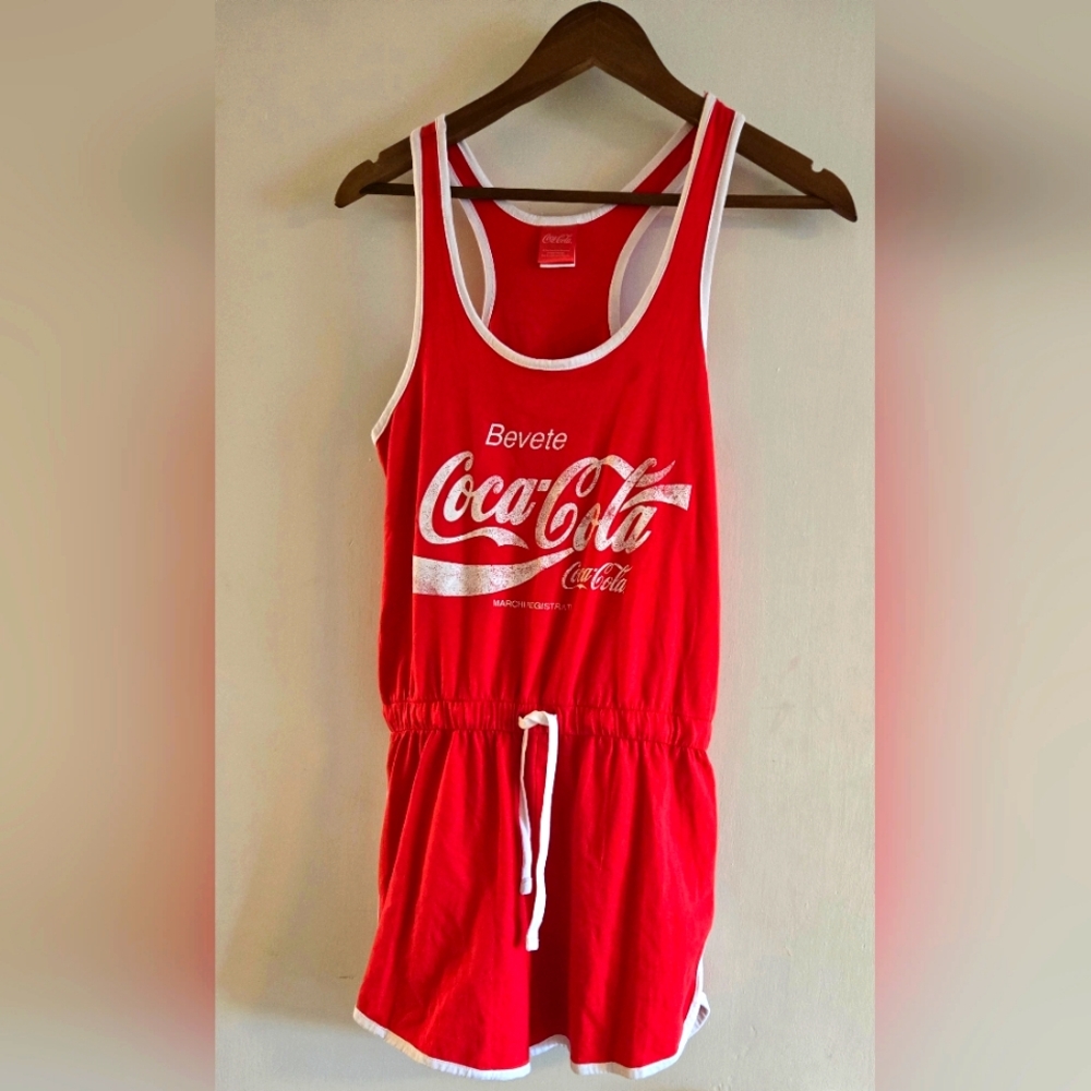 Coca-Cola shorts romper. NWOT. Size Small . Red & White. 95% cotton